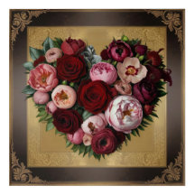 Dark Academia Floral Heart Art