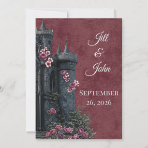 Dark Academia Gothic Castle Invitation Florals