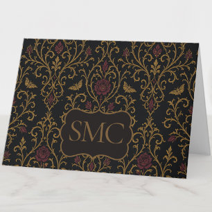 Dark Academia Gothic Damask Note Card
