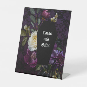 Dark Academia Gothic Floral   Table Number Pedestal Sign