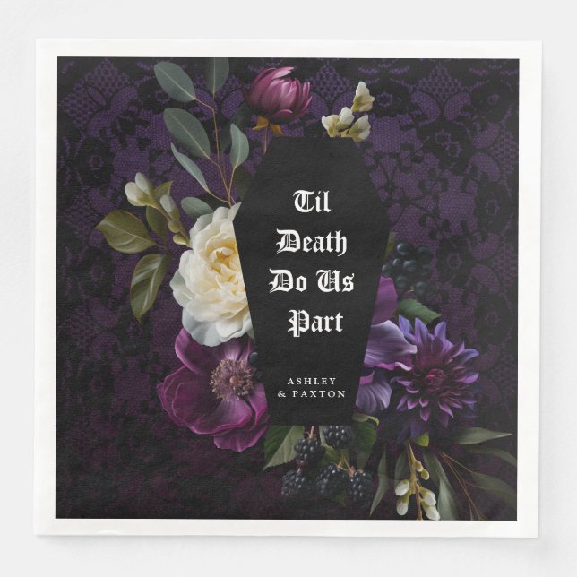 Dark Academia Gothic Floral | Til Death Do Us Part Napkin (Front)