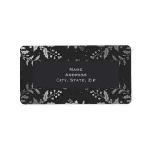 Dark Academia Gothic Silver Holly Holiday Label