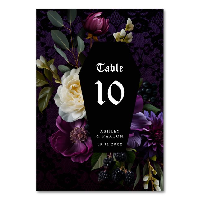 Dark Academia Gothique Floral | Numéro de table (Par défaut)