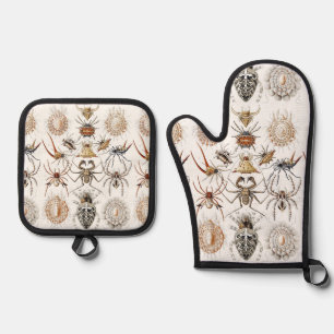 Dark Academia Haeckel Vintage Spider Symmetry Art Oven Mitt & Pot Holder Set