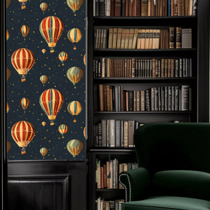 Dark Academia Hot Air Balloons on Dark Blue Wallpaper