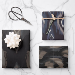 Dark Academia Ikat Modern Wrapping Paper