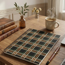 Dark Academia Moody Plaid Tartan Spiral Notebook