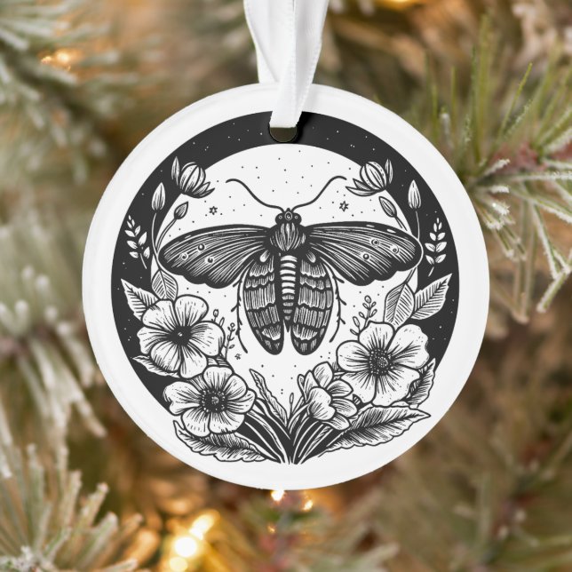 Dark academia moth and flowers ornament (Tree)