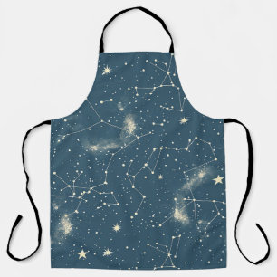 Dark Academia Navy Ivory Moon Constellation Chart Apron