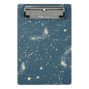 Dark Academia Navy Ivory Moon Constellation Chart Mini Clipboard