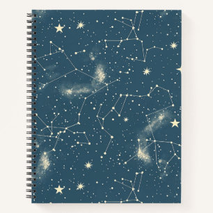 Dark Academia Navy Ivory Moon Constellation Chart Notebook