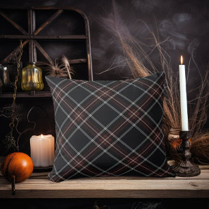 Dark Academia Navy Plaid design Throw Pillow