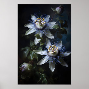 Dark Academia Passion Flower Print, Gothic Floral Poster