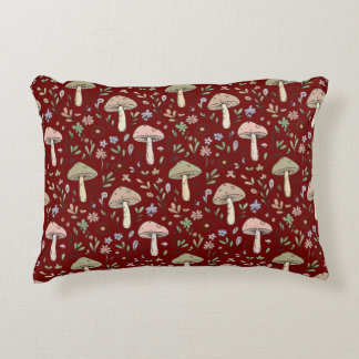 Dark Academia Plum Red Fungi Seamless Luxury Accent Pillow