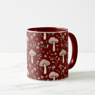 Dark Academia Plum Red Fungi Seamless Luxury Mug
