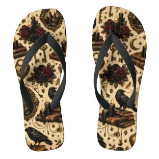 Dark Academia Raven Flip Flops