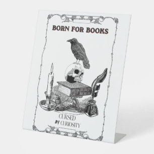Dark Academia Raven Skull Vintage Aesthetic Born Pedestal Sign