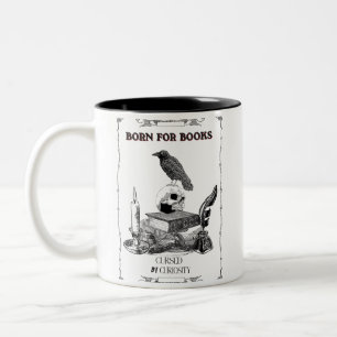 Dark Academia Raven Skull Vintage Aesthetic Born  Two-Tone Coffee Mug