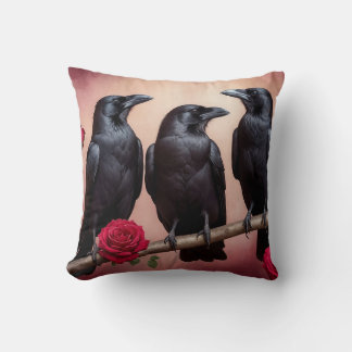 Dark Academia Ravens Throw Pillow