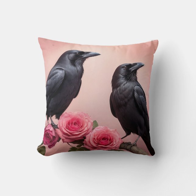 Dark Academia Ravens Throw Pillow (Front)
