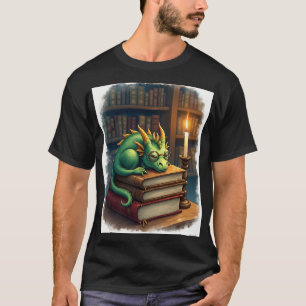 Dark Academia Reading Dragon Sticker Bookworm Slee T-Shirt