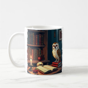 Dark Academia Reading Nook Owl Owl Glasses Vintage Coffee Mug