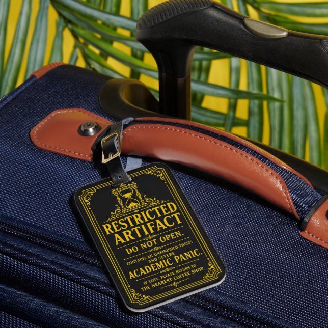 Dark Academia Restricted Artifact Luggage Tag (Front Insitu 1)