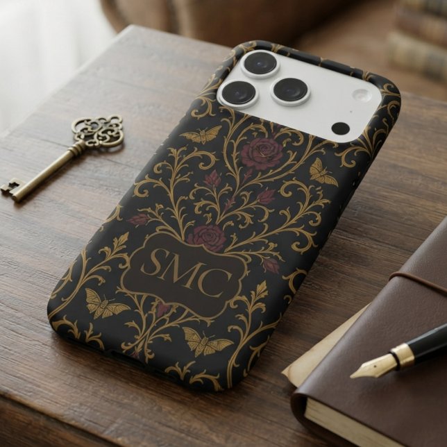 Dark Academia Rose Damask (Gothic rose damask phone case for dark academia fans and alternative students for daily use.)