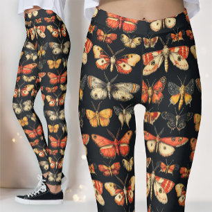 Dark Academia Victorian Gothic Moth Specimens Leggings