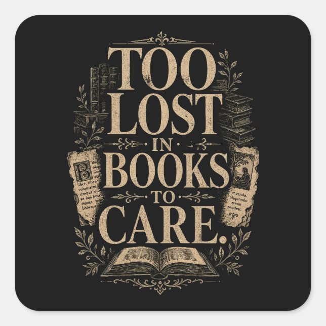 Dark academia vintage reader book lover square sticker (Front)
