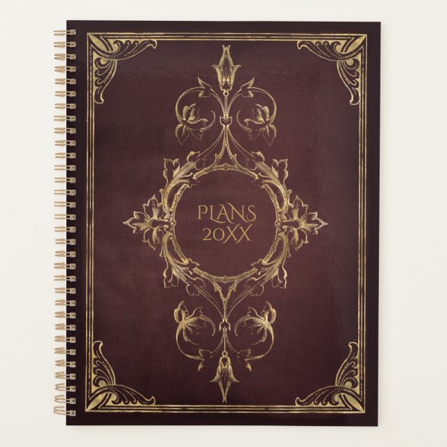 Dark Academia Vintage Scrollwork Book Cover Planner (Front)