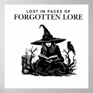 Dark Academia Witch Lost In Pages Of Forgotten  Poster