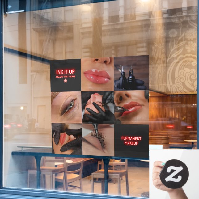 Dark Aesthetic Beauty Permanent Makeup Salon  Window Cling (Cafe Window)