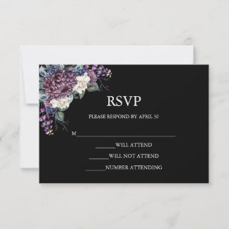 Dark Aesthetic Goth Wedding Bouquet RSVP Card