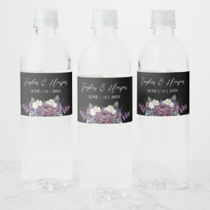 Dark Aesthetic Goth Wedding Bouquet Water Bottle Label