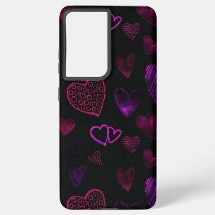 Dark Aesthetic Pink Purple Heart Pattern Samsung Galaxy Case