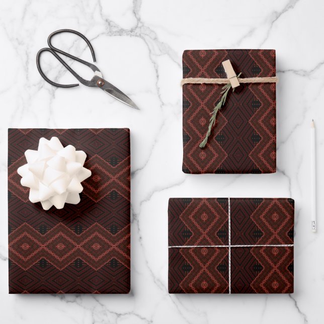Dark African Geometric Wrapping Paper Sheet (Front)