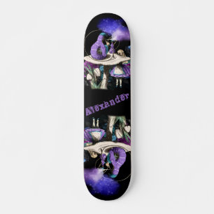 Dark Alice and the Caterpillar Smoking on Mushroom Skateboard