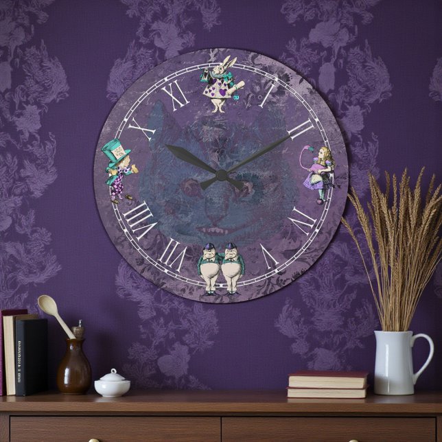 Dark Alice Deep Purple Wonderland Large Clock (Creator Uploaded)