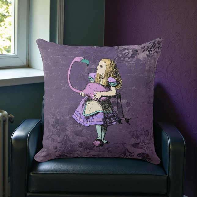 Dark Alice Rustic Deep Purple Throw Pillow (Creator Uploaded)