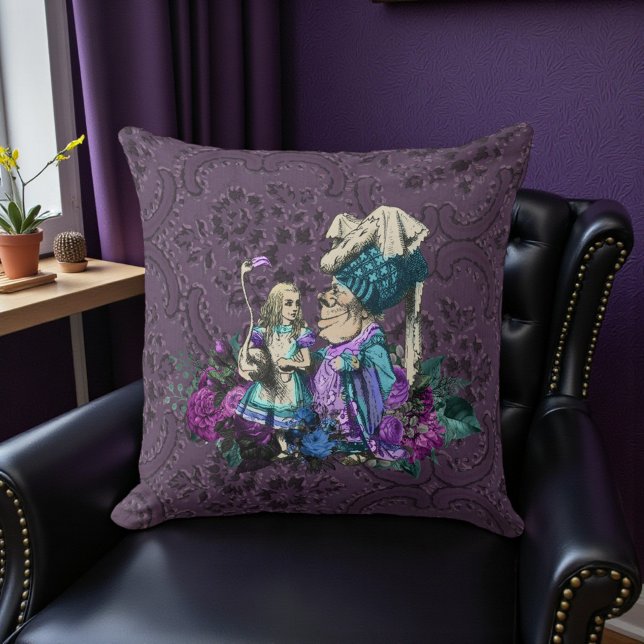 Dark Alice Rustic Deep Purple Throw Pillow (Creator Uploaded)
