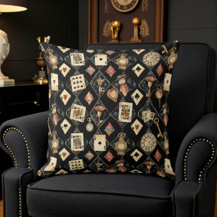 Dark Alice Rustic Pattern Throw Pillow