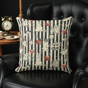 Dark Alice Rustic Striped Pattern Throw Pillow