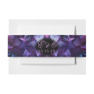 Dark Amethyst Boho Witch Crystals Black Wedding Invitation Belly Band