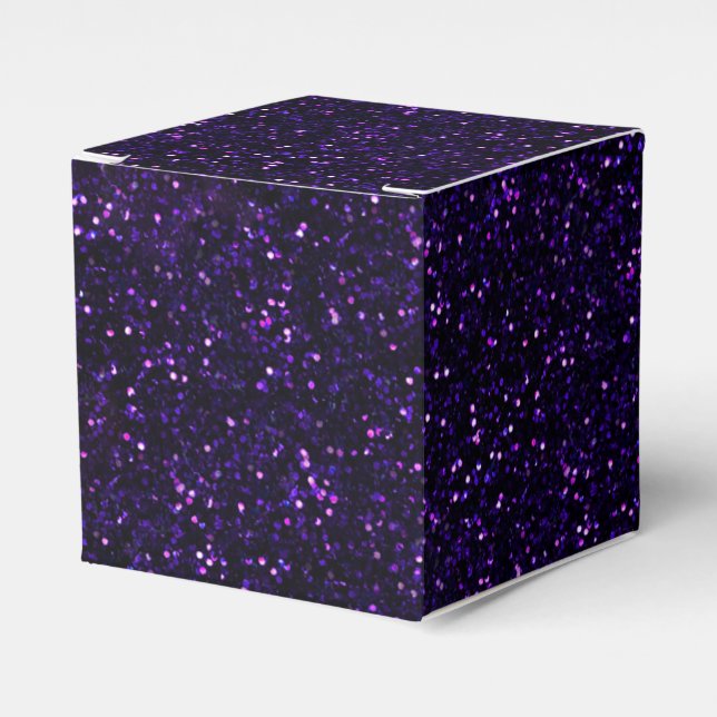 Dark Amethyst Purple Glitter Favor Box (Front Side)