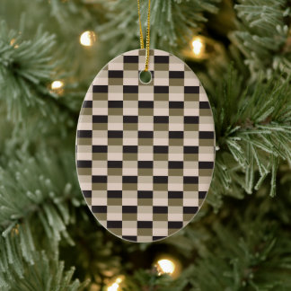 Dark and Beige Shades Color Blocks Ceramic Ornament