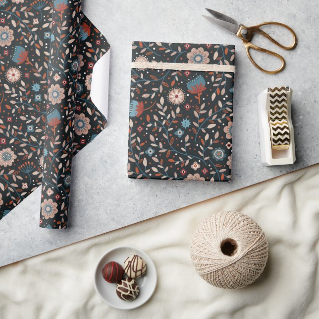 Dark and Cozy Woodland Floral Botanical Wrapping Paper (Crafts)