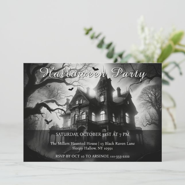 Dark and Dreary Night Halloween Party Invitation (Standing Front)