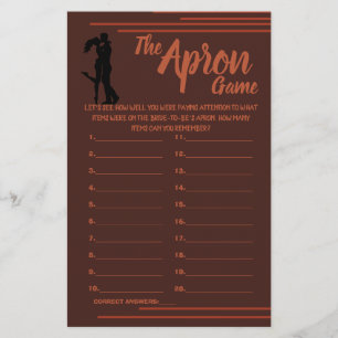 DARK AND EARTHY THE APRON SHOWER GAME CARD FLYER
