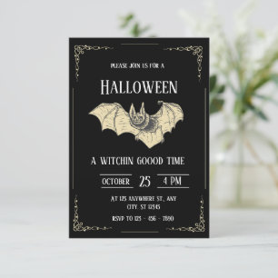 Dark And Gold Creative Halloween Party Invitation